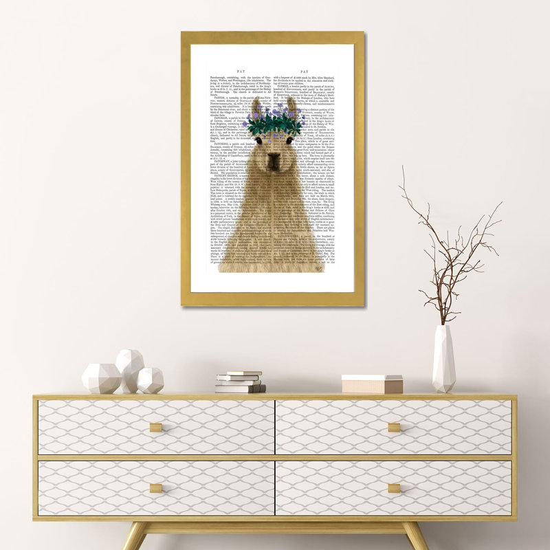 «Llama Bohemian 1» par Fab Funky, reproduction d'art graphique, H 24 po x l 16 po x P 1 po, Papier encadré doré, Blanc