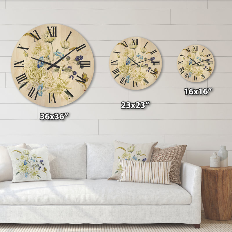 Horloge murale Bouquet with Chrysanthemums II, Très grand