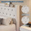 Cadre de lit, cadre de lit double rembourré avec tête de lit capitonnée en cristal, lumières DEL et tablettes de rangement, lit plateforme en métal robuste et silencieux-130203363-130203366
