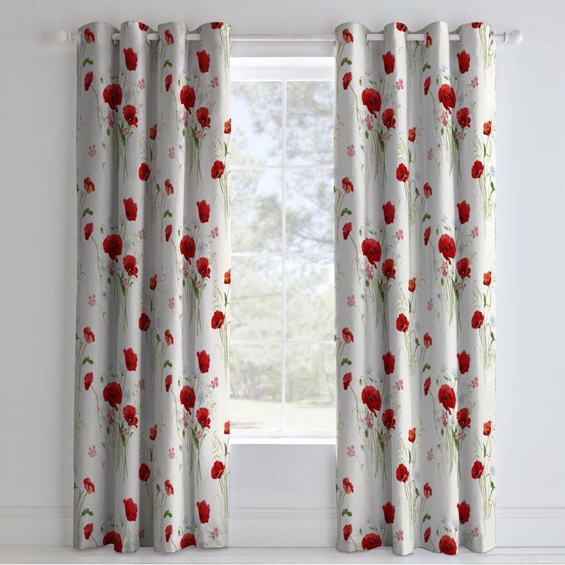 Wild Poppies Eyelet Room Darkening Curtains