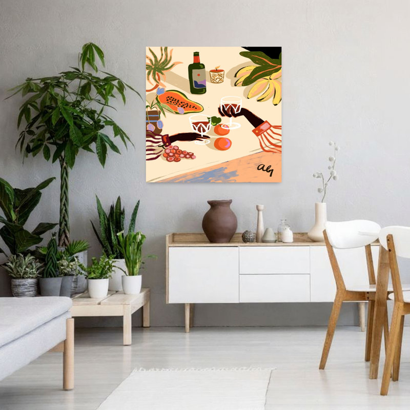 Art contemporain, plante fruitière colorée, H 36 po x l 36 po