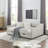 Twin Size Upholstered Daybed with Storage Drawers, Beige Fabric Sofa Bed, Button-Tufted Back & Copper Nail Waved Arms-851170094-851170092