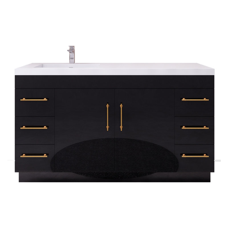 Ensemble de meuble-lavabo simple 60 po Verda, Noir lustré