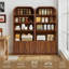Bibliothèque Arcowood - Noyer - 70 po de hauteur à 4 niveaux avec portes festonnées