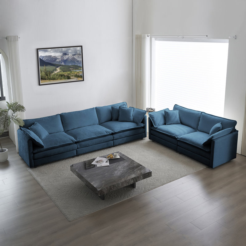 Ensemble de salon, canapé en chenille, ensemble de canapé pour le salon, Bleu