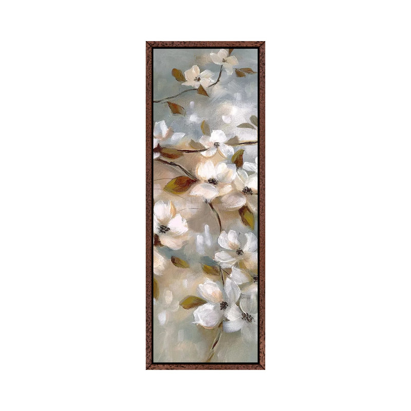 Blossoms Of Spring II by Nan - Panoramic Painting on Canvas, 30.48 cm H x 91.44 cm W, Classic Brown Wood Framed