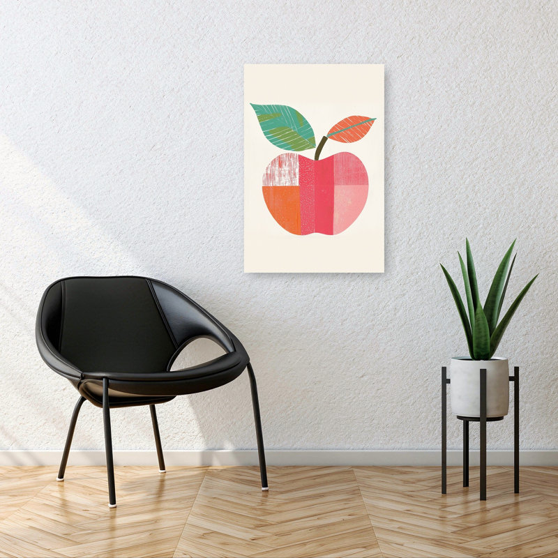 Modern Abstract Apple Abstract Bold Colorful Fruit Landscape Wall Art Print by Mathieu - Wrapped Canvas Print