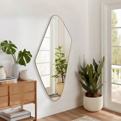 Miroir mural moderne or irrégulier L 47 po x l 20 po