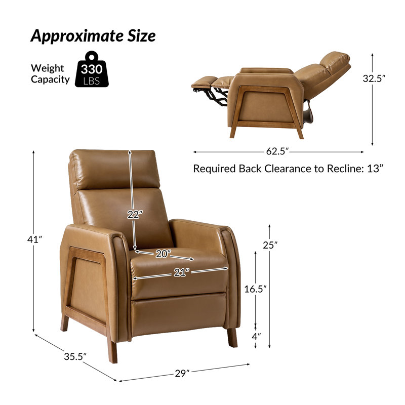 Ean 29" Genuine Leather Power Recliner with Charging Ports(Set of 2), Camel