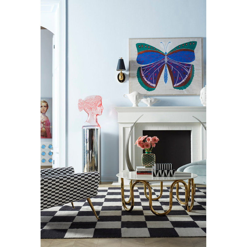 Rectangle Checkered Handmade Flatweave Wool Area Rug in Black/White, Rectangle 9' x 12'