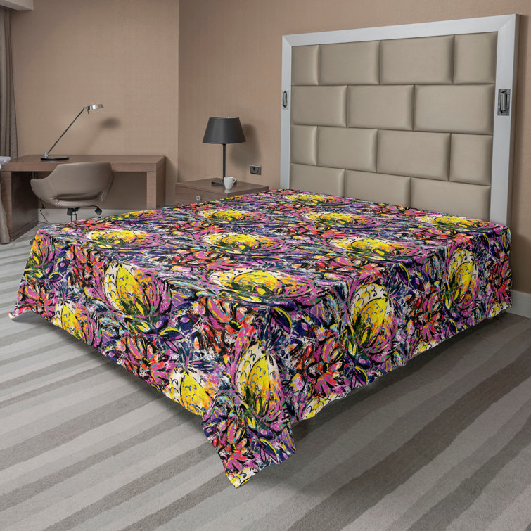 Ambesonne, drap plat floral pivoines, art botanique printanier