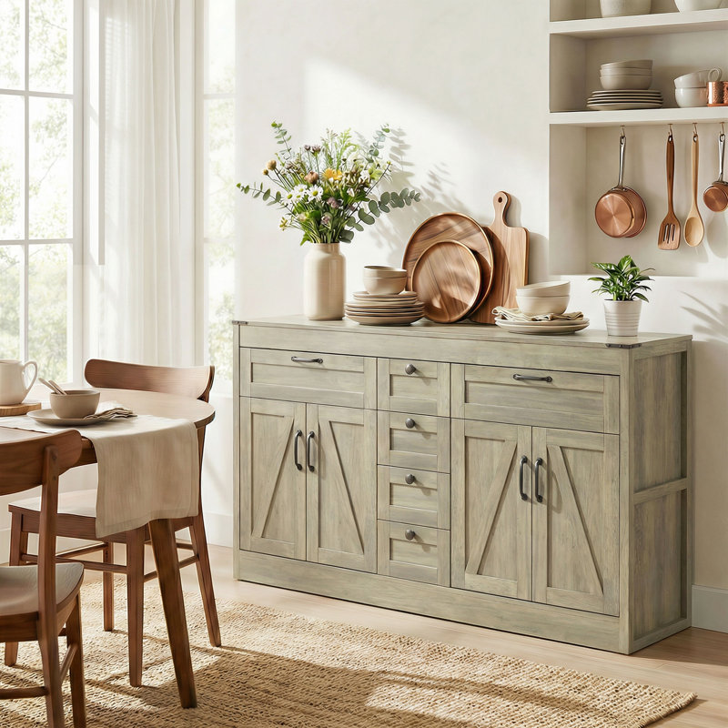 Buffet, armoire de rangement pour ferme 55 "gris, Gris