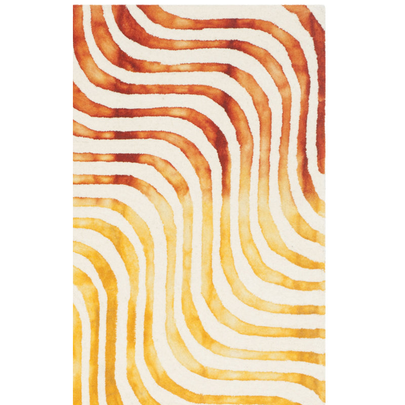 Dip Dye Hand Tufted Wool/Cotton Abstract Rug in Ivory, Rectangle 8' x 10'