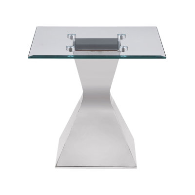 Shirlene Glass Top Stainless Steel Side End Table Chrome