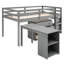Lit mezzanine simple gris avec bureau pratique et armoire à roulettes grise pour maximiser l'utilisation de l'espace-459235843