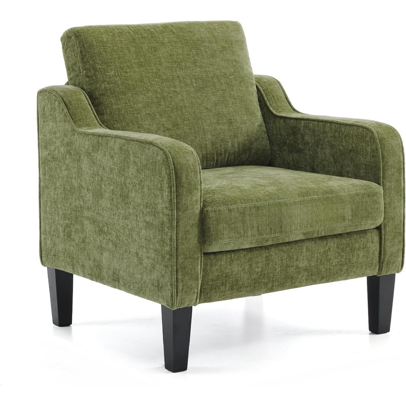 Fauteuil de 29,9 po de largeur Amaryia, Mélange de lin vert olive