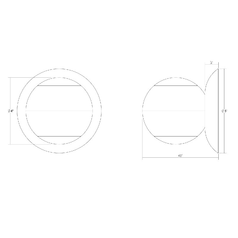 Hemisphere LED Flush Mounted Sconce, Natural Anodized