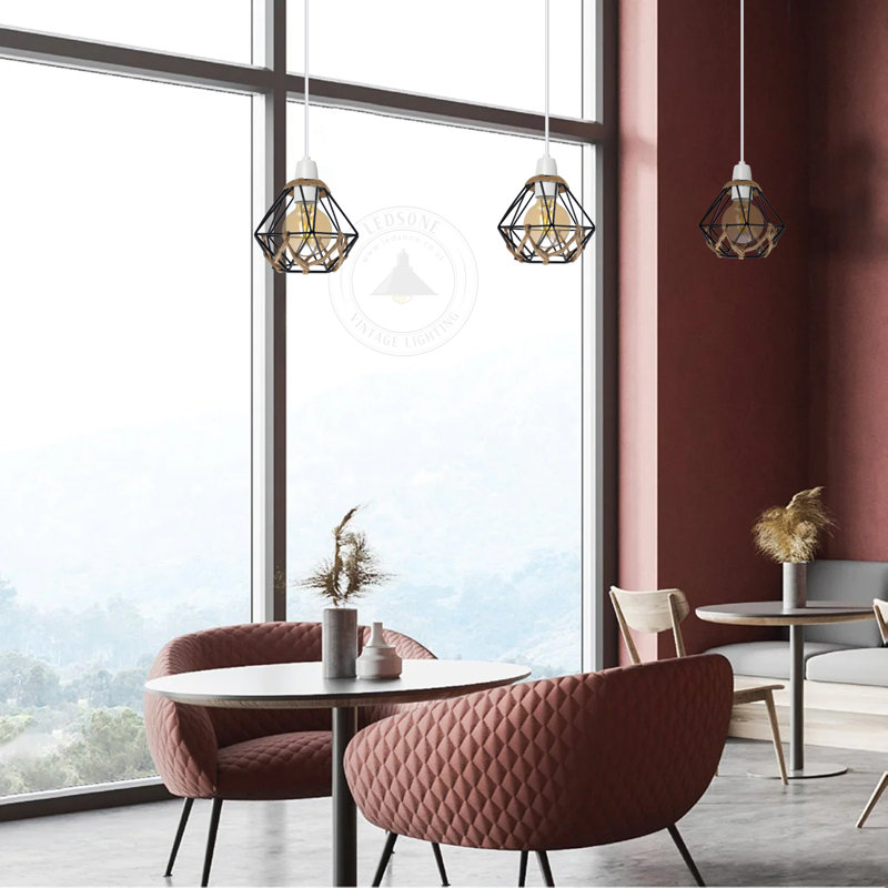 Minidoka 13cm H Metal Dimond Pendant Shade ( Uno ) in Black