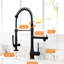 Robinet de cuisine noir rétractable - poignée simple, garniture en céramique, duvet robuste de finition rouille et corrosion, noir, style industriel-149997104