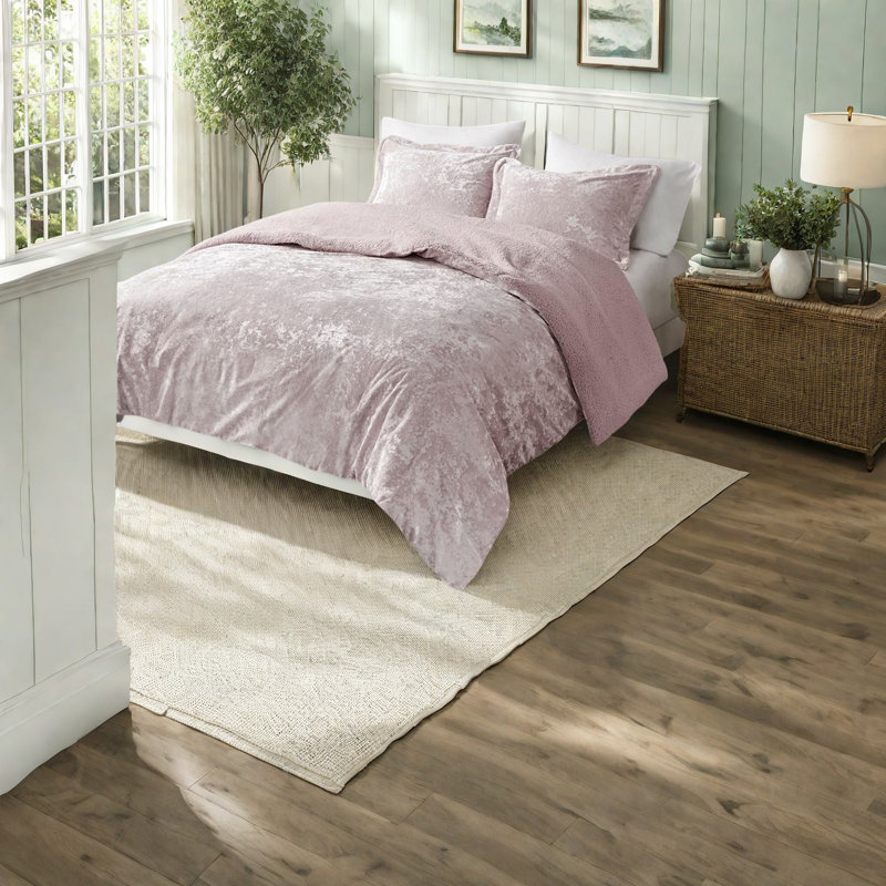 Luxurious King Bedding Sets, Crushed Velvet Sherpa, Elegant Home Style