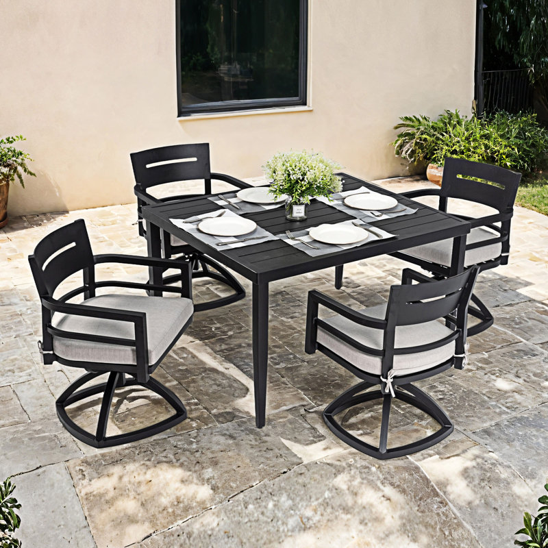 Ensemble de salle à manger d'extérieur en aluminium 5 pièces 5 pièces