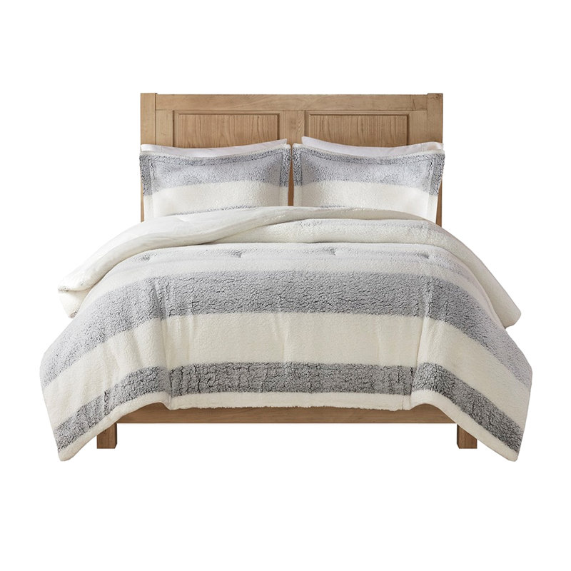 Édredon pour lit double / grand chaud et accueillant, gris / teinte, Édredon double + 3 pièces supplémentaires