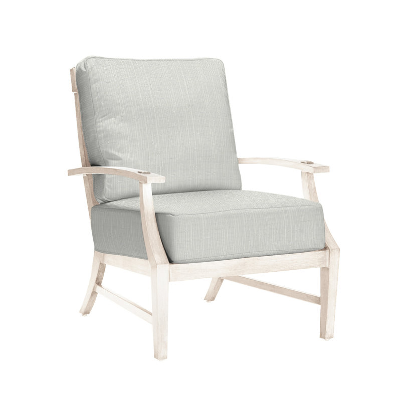Croquet Patio Chair with Cushions, Welt + Standard Fill, Linen Navy, Chalk