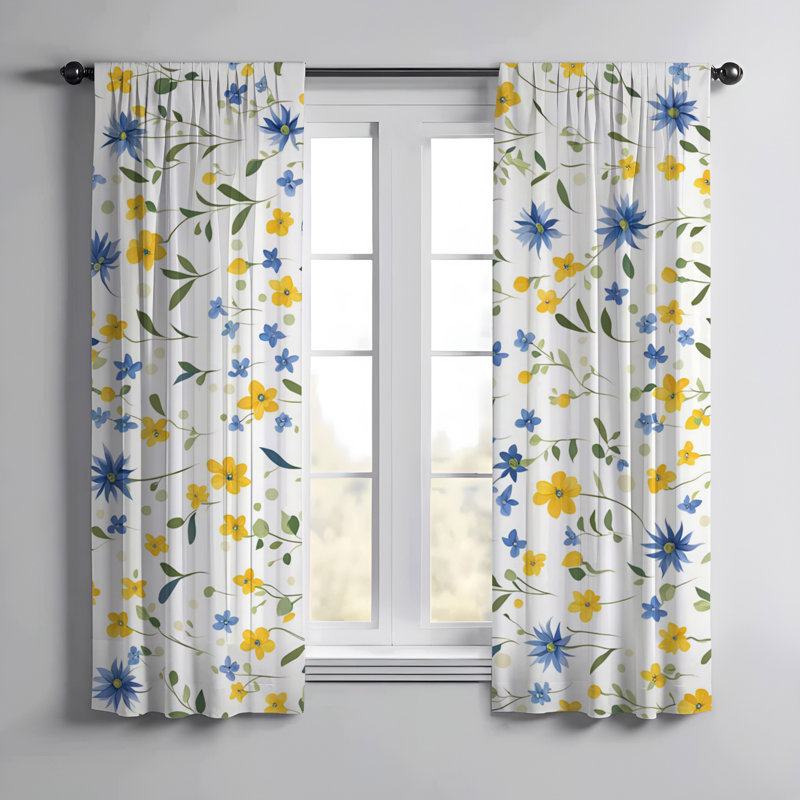 Paire de rideaux semi-transparents en polyester Shamont, L 56 po x L 78 po