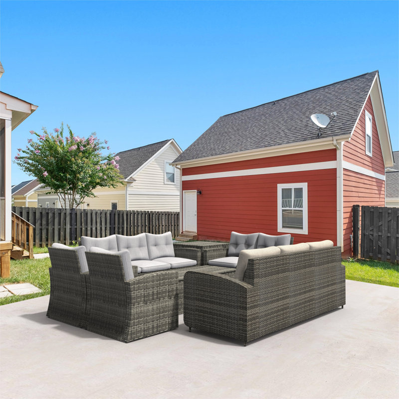 10 - Person Patio Conversation Set with Cushions