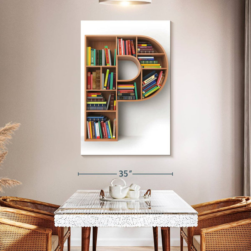 Keiri Letter P Bookshelf, 51" H x 34" W