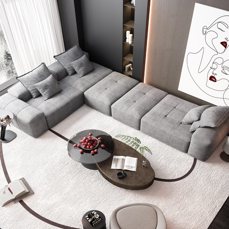 Canapé modulaire surdimensionné moderne avec coussins moelleux et combinaison de bricolage, idéal pour les réunions de famille et pour se détendre dans les espaces résidentiels