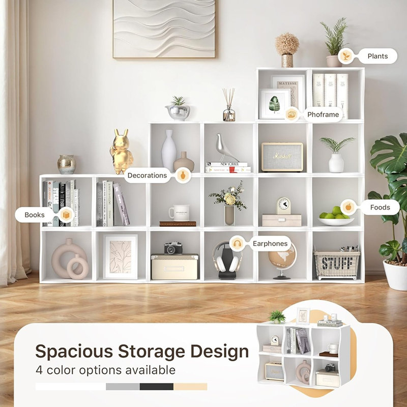 Étagère de rangement à 2 cubes, bibliothèque empilable en bois, ...