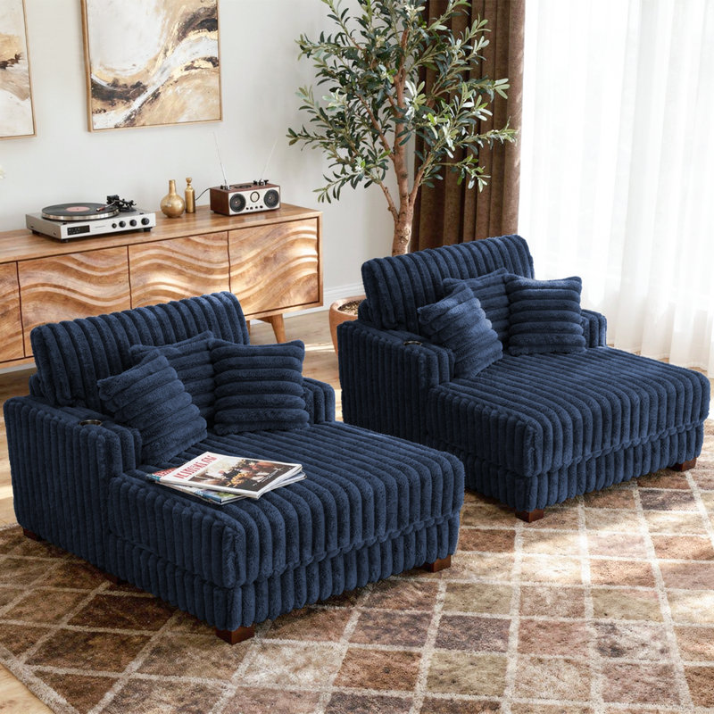 Chaise longue d'intérieur en fausse fourrure, Marine, Faux Fur