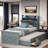 Roly Wooden Bed with Storage Headboard, Trundle, Three Storage and Outlets-1089177420-1089177419