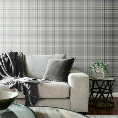 Silver Grey Wallpaper Plain Luxury Glitter Metallic Modern Shiny Various Designs[165521 - Kelso Check Tartan]