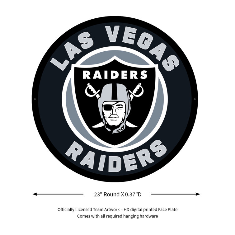 Evergreen NFL LAS VEGAS RAIDERS | Ultra-Thin LED Light Wall Sign Décor | 23  Inch Round | Made in the USA