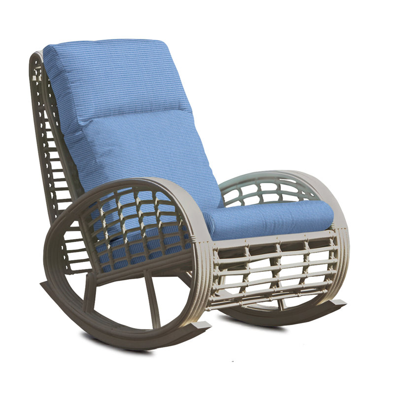 Dynasty Outdoor Rocker Chair, Kubu Mushroom, Canvas Air Blue Sunbrella® Canvas