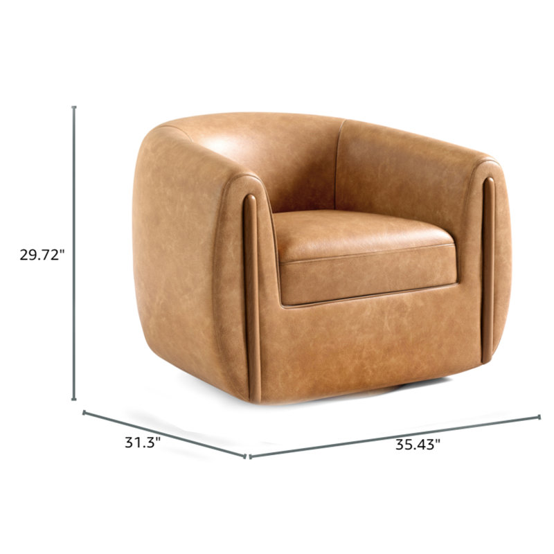 Fauteuil demi-tonneau pivotant l 36,6 po Botzow, Mélange de polyester brun