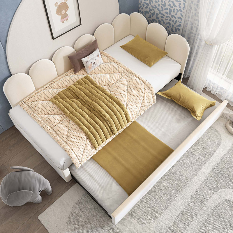 Lit de jour rembourré avec lit escamotable, Beige