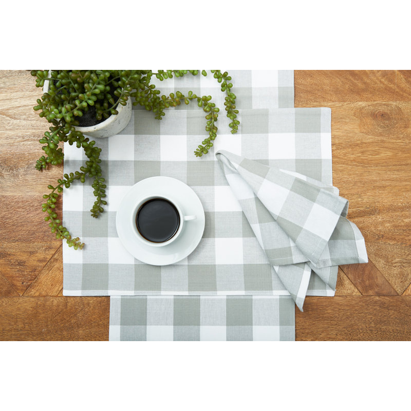 Bania Franklin Gingham Check Cotton Napkin, Slate