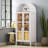 72" Modern Arched Storage Cabinet With Glass Doors – Auto Sensor Light, Height-Adjustable Shelves & 2 Drawers (White Oak Wood Grain)-706150854