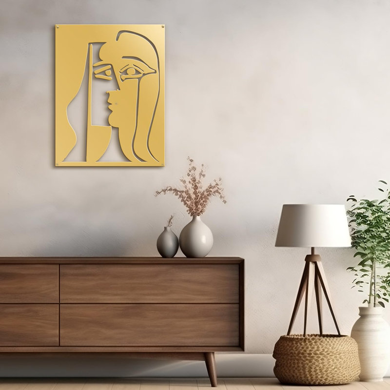 Décoration murale en métal, Or, H 18 po x l 12 po x P 0,05 po