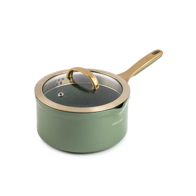 Olive Green 12-Piece Non-Stick Aluminum Cookware Set