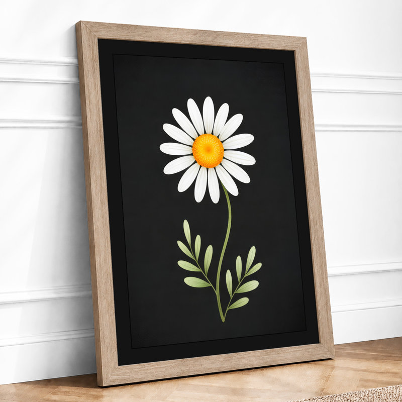 Daisy in Gold Botanical - Framed Print, A1 - 84.1 x 59.4 cm, Oak