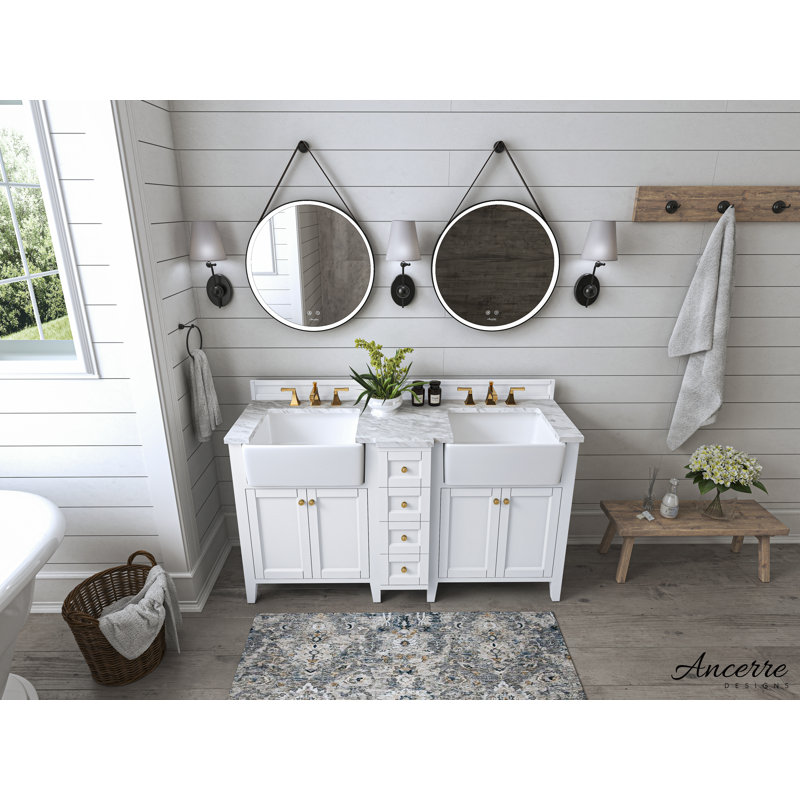 Adeline 60'' W Double Vanity, White