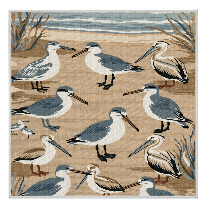  Tapis nautique lavable oiseaux de plage, Rectangulaire 8 pi x 12 pi