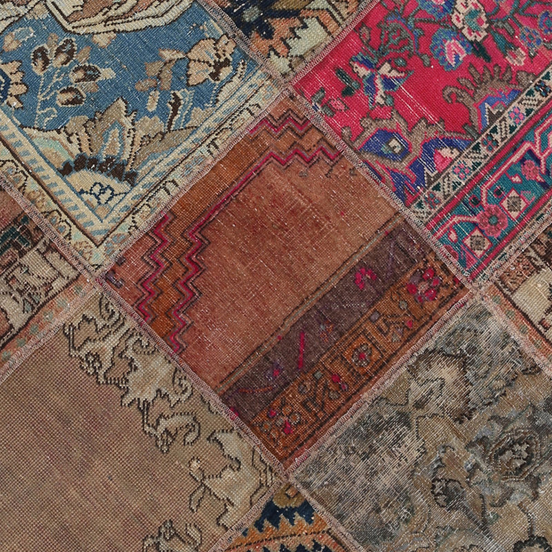 Tapis brun en laine noué à la main de conception unique 3 pi 10 po x 6 pi Luissa