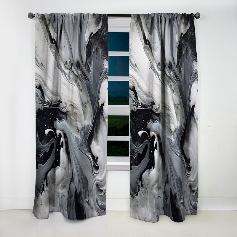 Black Grey Harmony In Chaos - Abstract Curtain - Blackout Abstract Curtain - 1 Panels, 52" W x 84" L