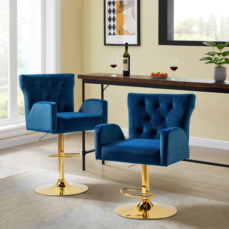 Tabouret de bar rotatif Theo, Bleu marine