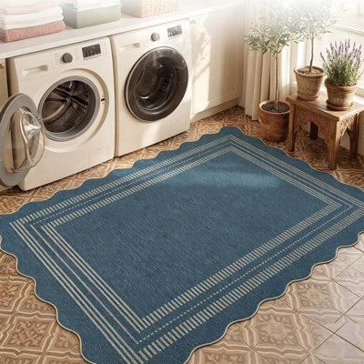 Tapis festonné lavable à poils courts pour chambre d'enfant